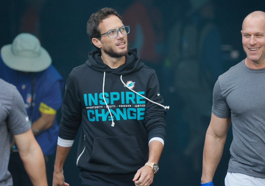 Dolphins' Mike McDaniel is batman. Literally