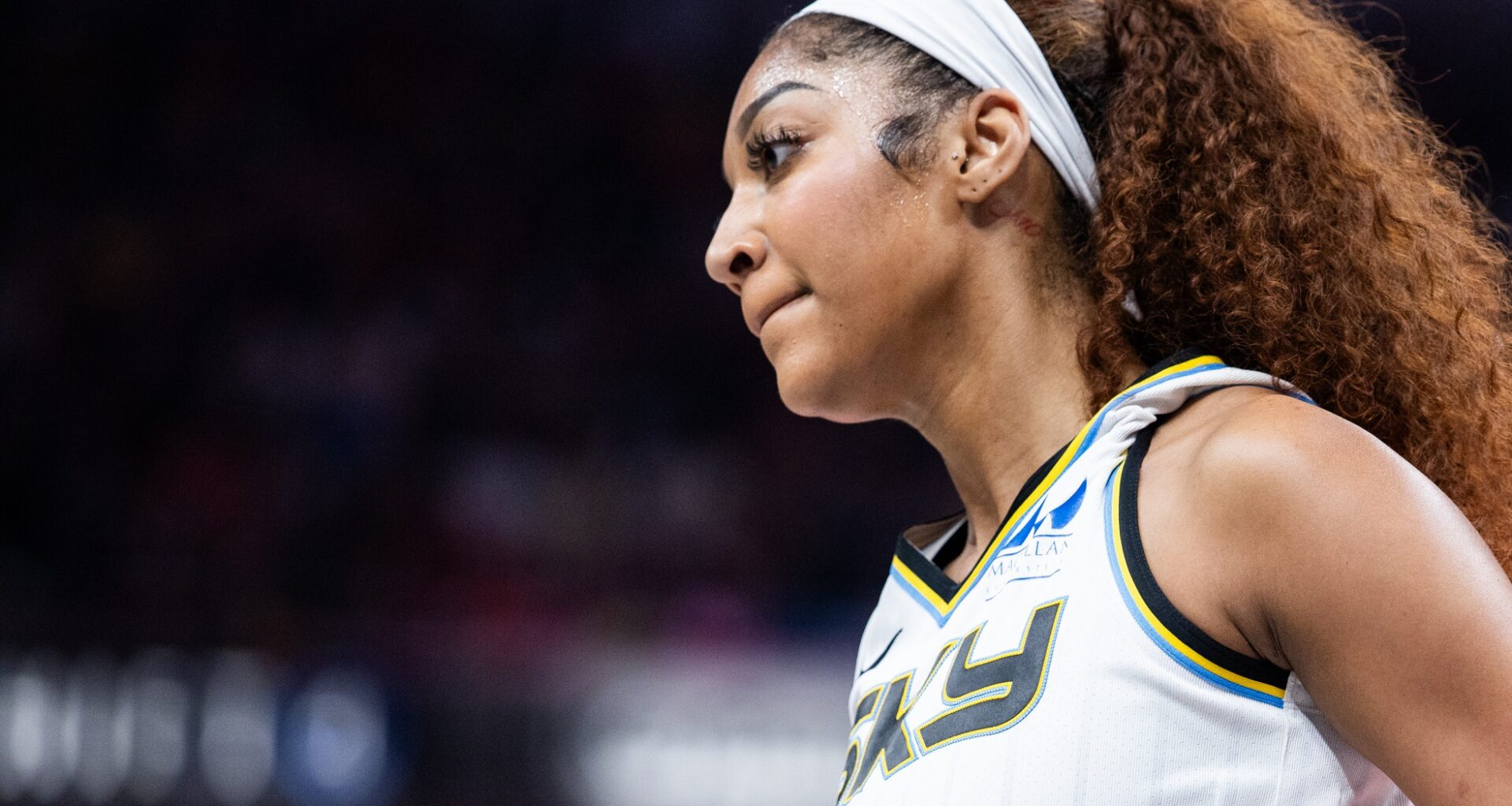 Chicago Sky forward Angel Reese (5) in the first half against the Indiana Fever at Gainbridge Fieldhouse.