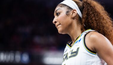 Chicago Sky forward Angel Reese (5) in the first half against the Indiana Fever at Gainbridge Fieldhouse.