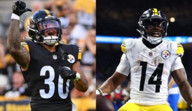 Pittsburgh Steelers running backs Jaylen Warren and Kenneth Gainwell