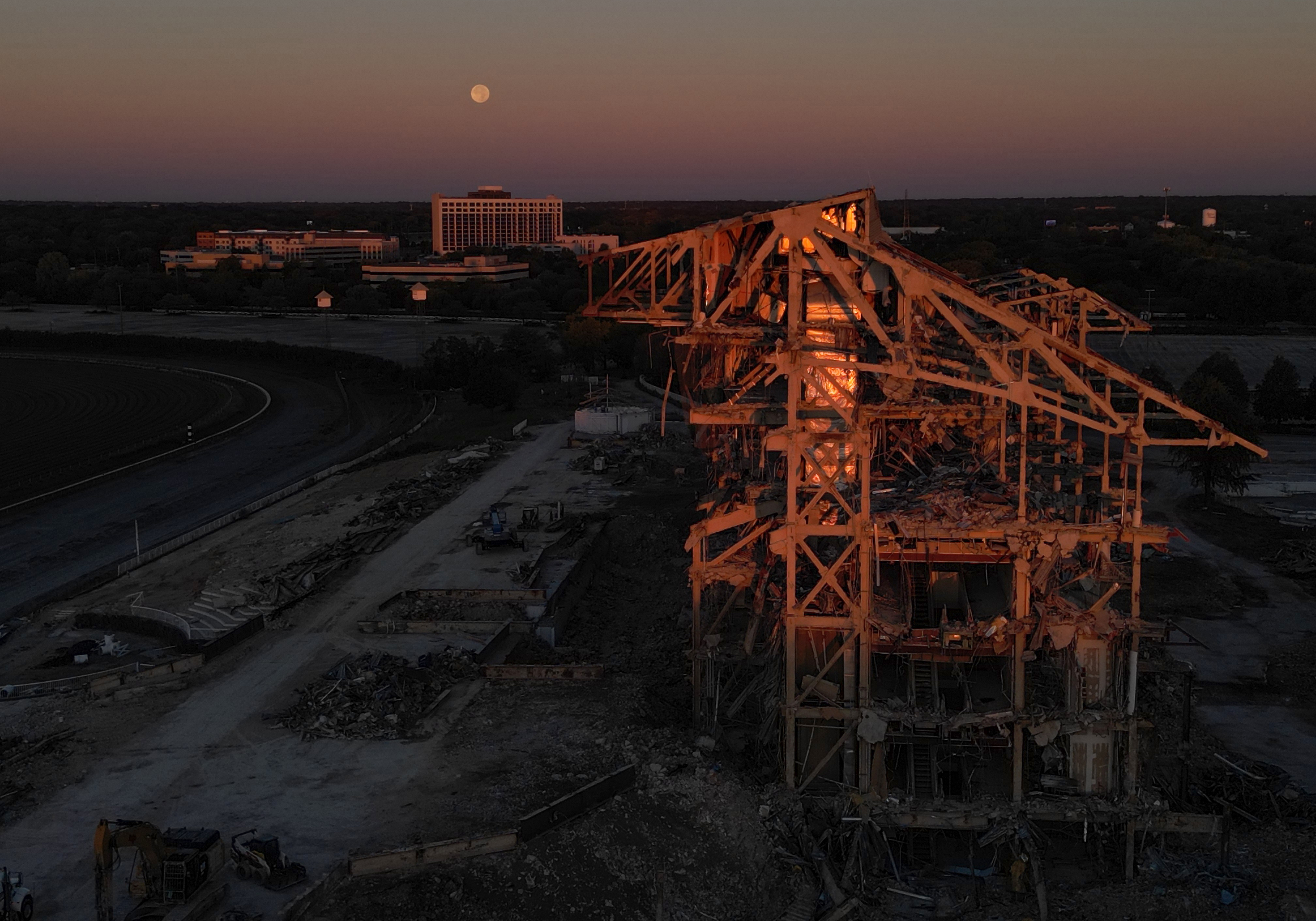 The shell of the grandstand remains at the former Arlington...
