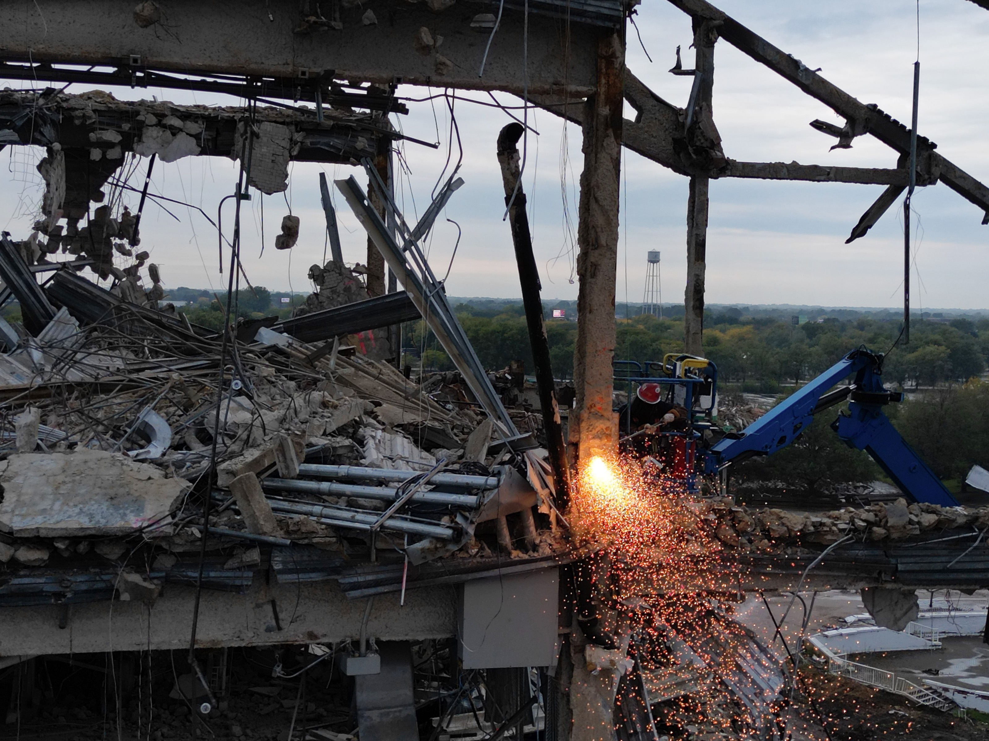 The grandstand at the former Arlington International Racecourse is dismantled...