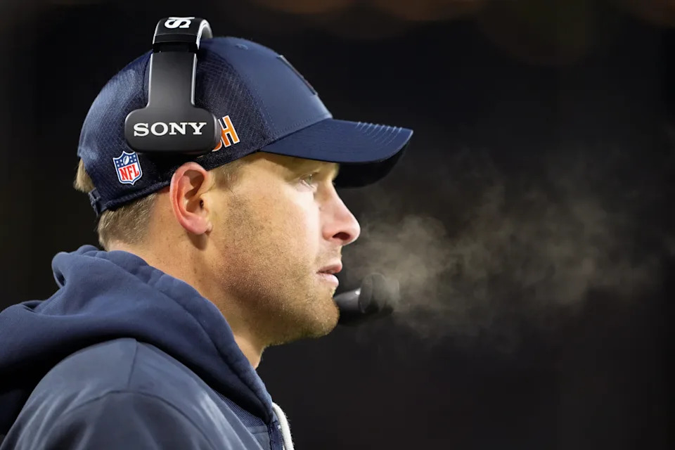 Chicago Bears head coach Ben Johnson looks on during the second quarter against the Green Bay Packers at Lambeau Field.