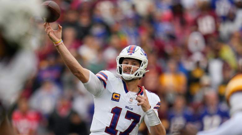 Buffalo Bills quarterback Josh Allen throws a pass during a game.