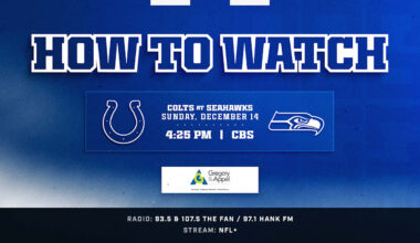Where to watch Indianapolis Colts at Seattle Seahawks? The week 15 game kicks off at 4:25 p.m. ET this Sunday and is available to watch on CBS.