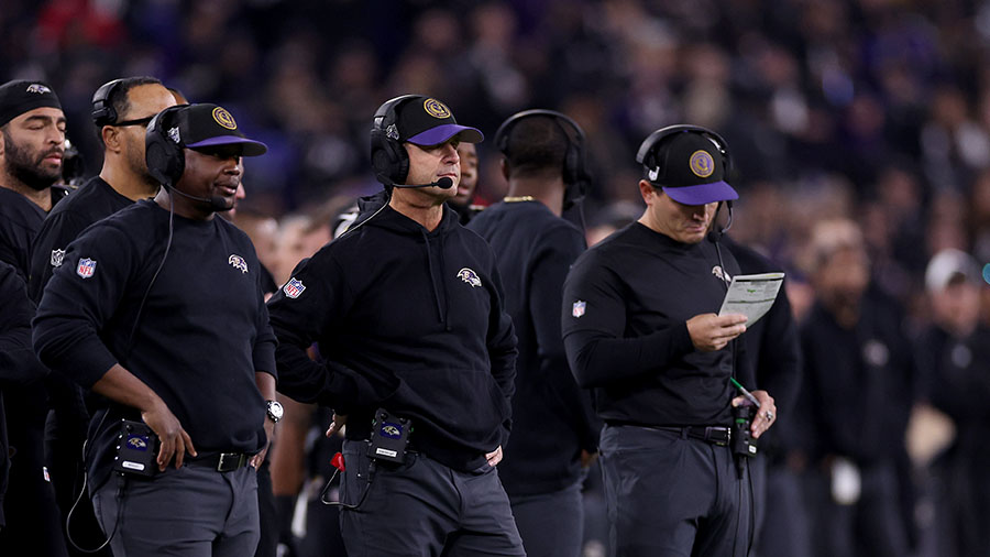 Baltimore Ravens John Harbaugh Mike Macdonald...