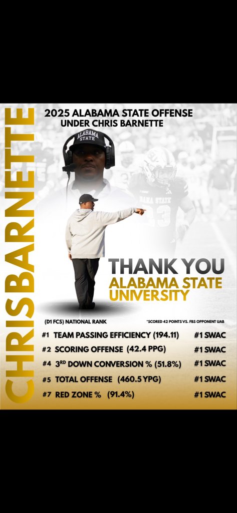 HBCU Football NCCU Chris Barnette Alabama State