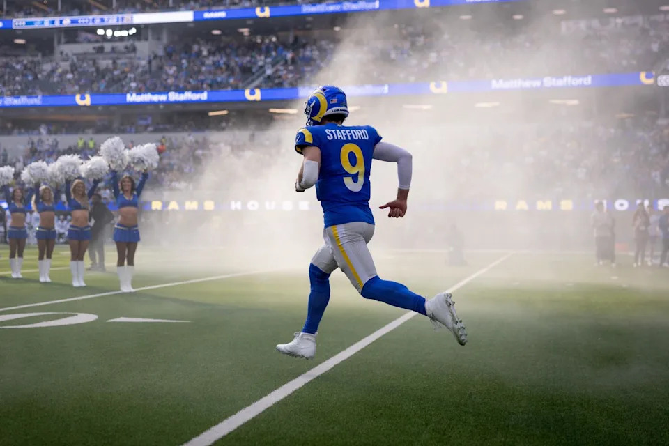 Rams quarterback Matthew Stafford takes the field before a win over the Detroit Lions on Dec. 14.