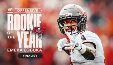 Bucs WR Emeka Egbuka Named 2025 Offensive Rookie of the Year Finalist