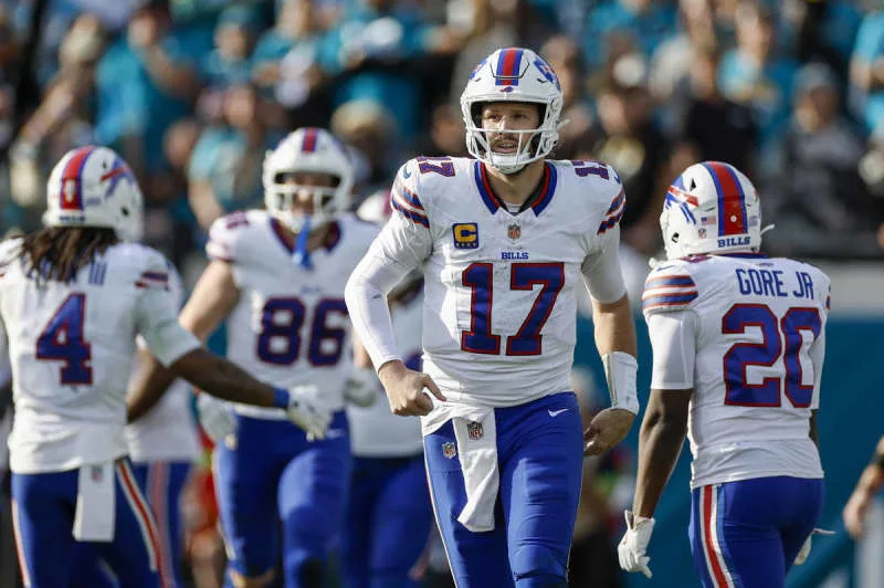 JACKSONVILLE, FL – JANUARY 11: Josh Allen 17 of the Buffalo Bills during the AFC Wildcard Playoff game between the Jacksonville Jaguars and the Buffalo Bills on January 11, 2026 at EverBank Stadium in Jacksonville, Fl. Photo by David Rosenblum/Icon Sportswire NFL, American Football Herren, USA JAN 11 AFC Wildcard Bills at Jaguars EDITORIAL USE ONLY Icon260111545512
