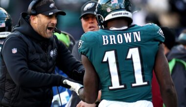 A.J. Brown, Nick Sirianni get in heated exchange during Eagles-49ers playoff game