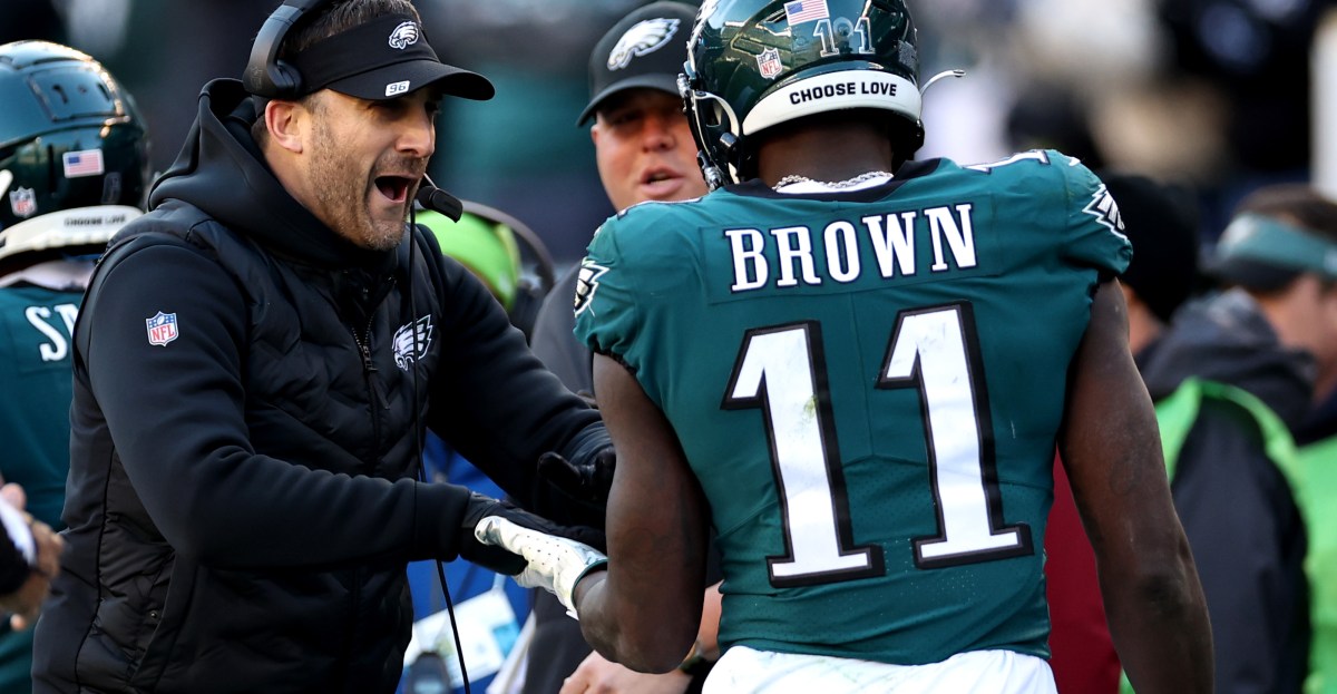 A.J. Brown, Nick Sirianni get in heated exchange during Eagles-49ers playoff game