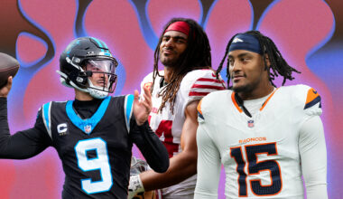 Bryce Young, Fred Warner, and Nik Bonitto in NFL latino playoffs list