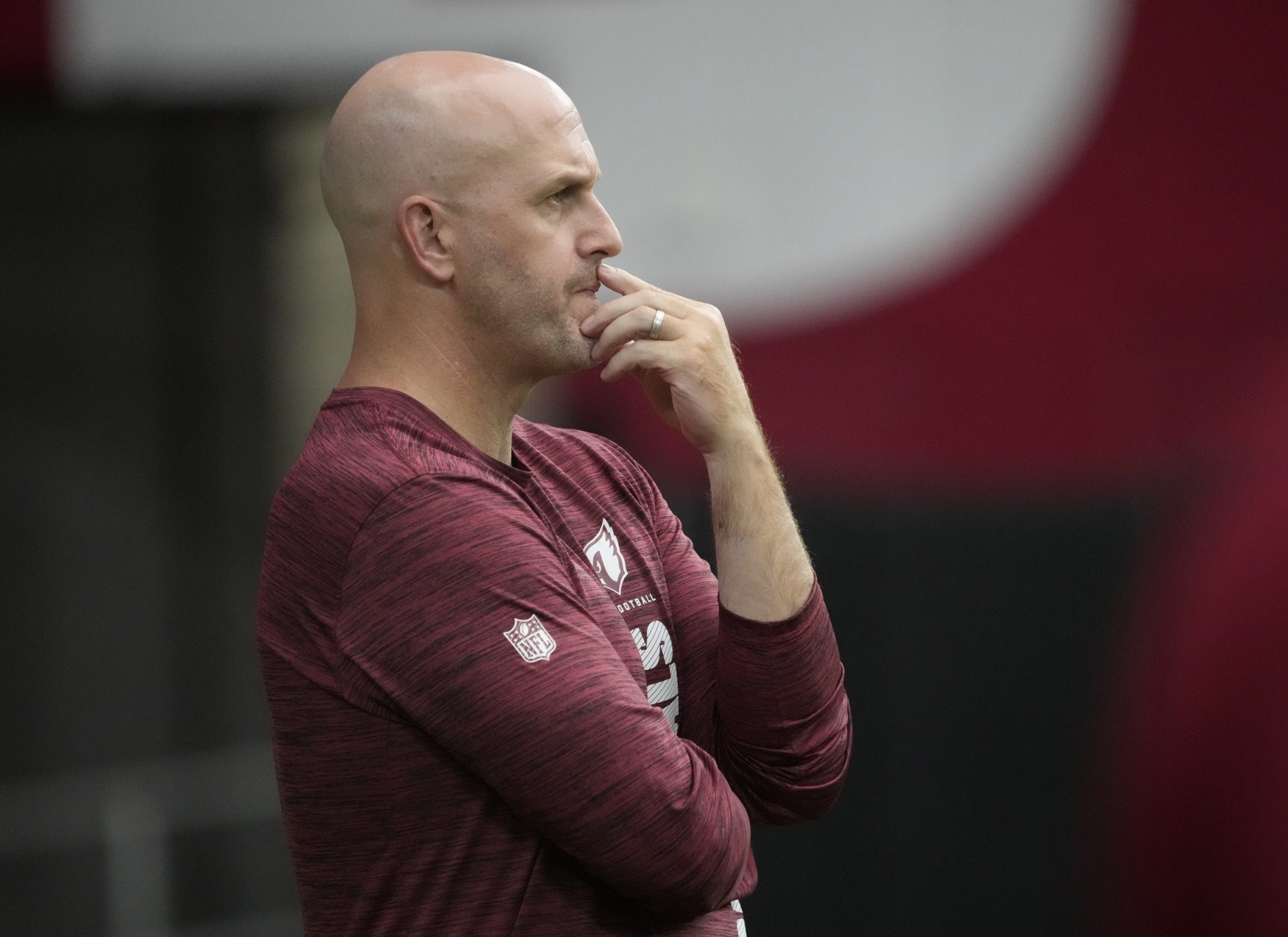 Arizona Cardinals general manager Monti Ossenfort watches training camp at State Farm Stadium in Glendale on July 28, 2025.
