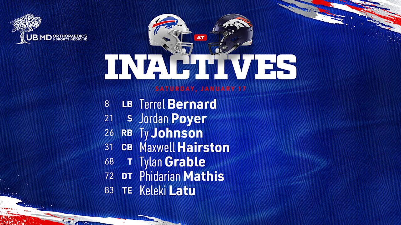 Buffalo Bills inactives list vs. Denver Broncos | AFC Divisional Round - BuffaloBills.com