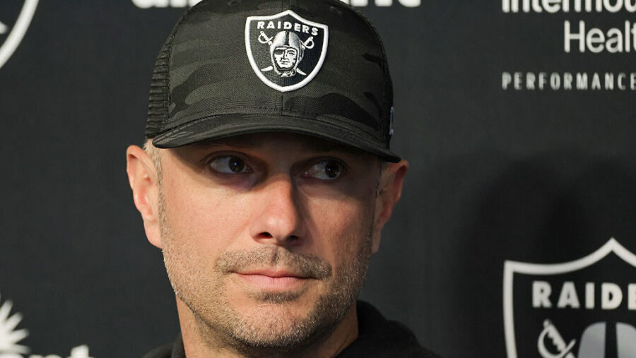 General manager John Spytek of the Las Vegas Raiders attends a news conference introducing quarterback Geno Smith at the Las Vegas Raiders Headquarters/Intermountain Healthcare Performance Center on April 07, 2025 in Henderson, Nevada. (Photo by Ethan Miller/Getty Images)