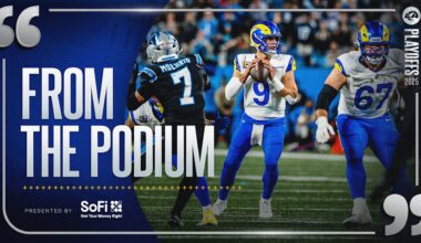 Sean McVay, Matthew Stafford, Davante Adams and Colby Parkinson on Rams snatching high-scoring Wild Card victory over the Panthers