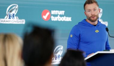 Sean McVay cracks joke with reporters over 40th birthday