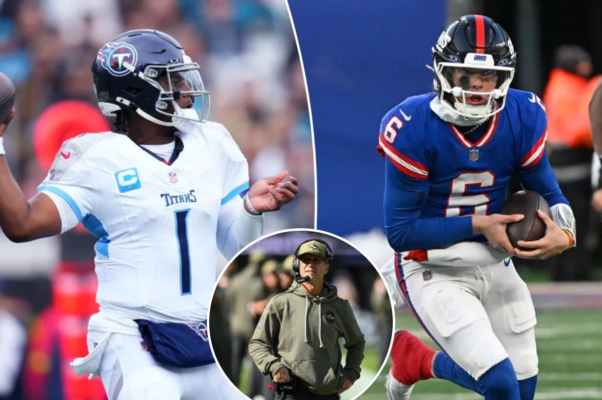 John Harbaugh watching Jaxson Dart, Cam Ward film