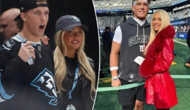 Jaxson Dart and girlfriend Marissa Ayers enjoy NHL date night