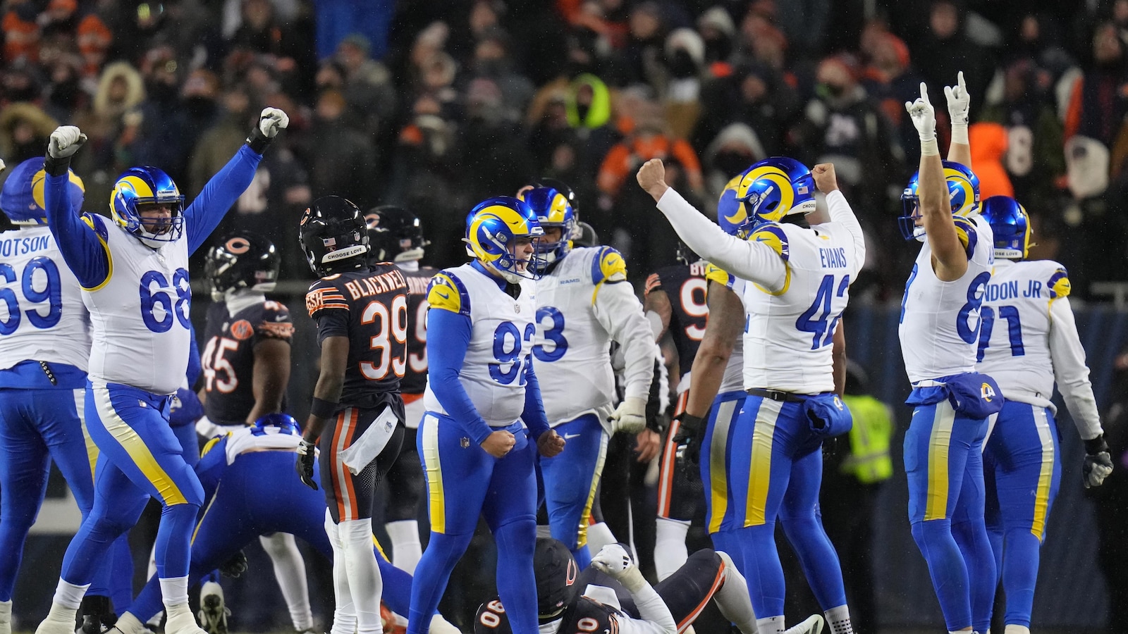 Rams shake off wild, late TD pass by Caleb Williams, beat Bears 20-17 in OT to reach NFC title game