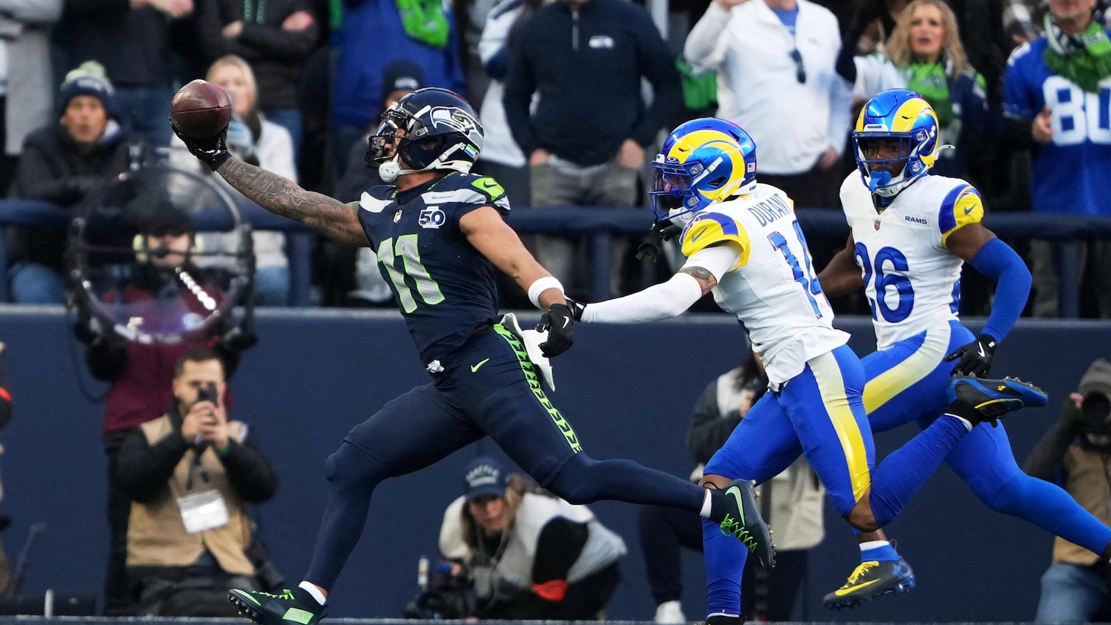 Jaxon Smith-Njigba has a star turn as he helps carry the Seahawks to the Super Bowl