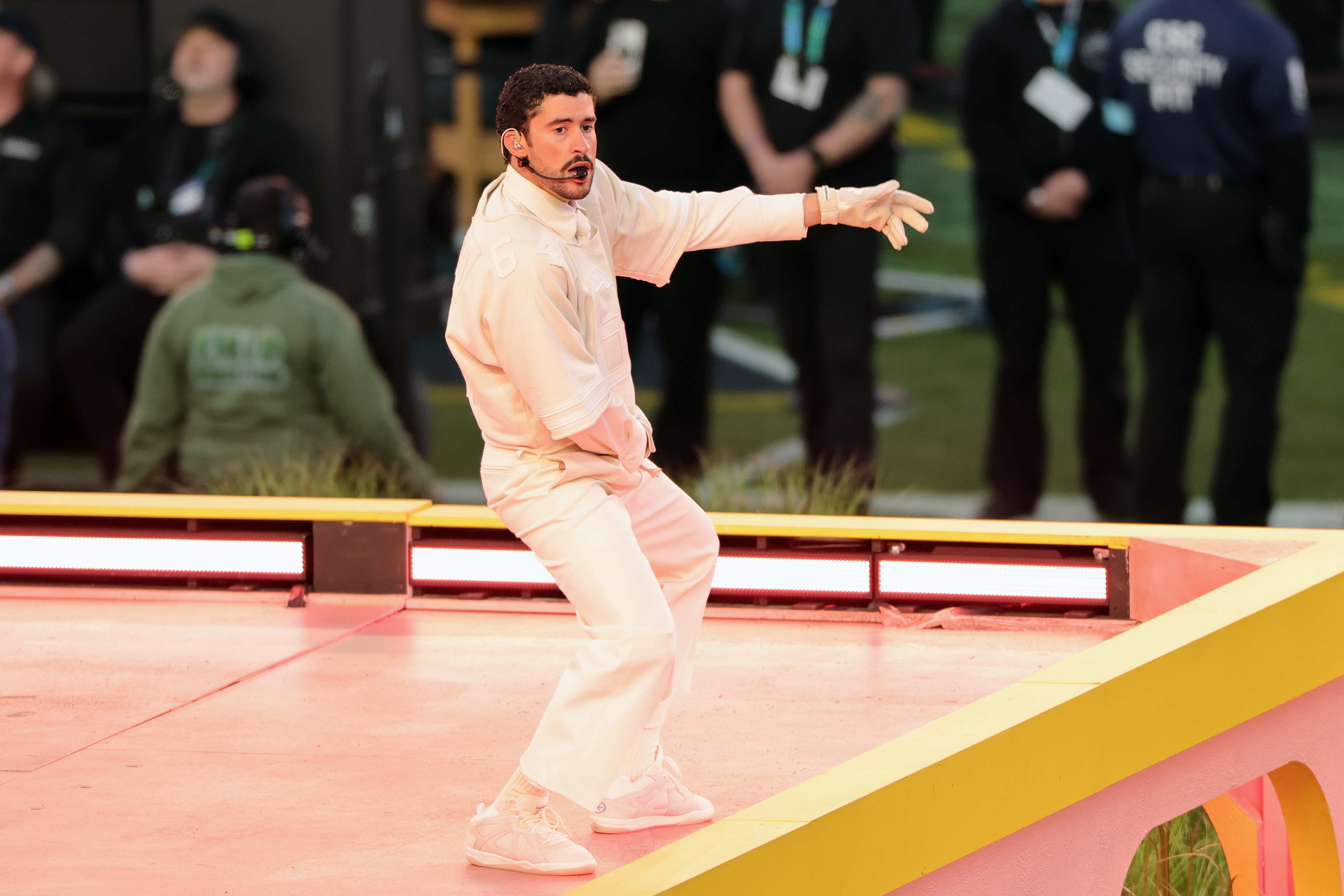 Bad Bunny performs at the Super Bowl