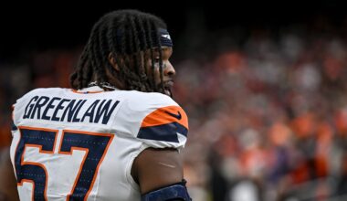 Denver Broncos linebacker Dre Greenlaw (57)