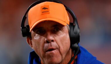 Jan 4, 2026; Denver, Colorado, USA; Denver Broncos head coach Sean Payton in the fourth quarter against the Los Angeles Chargers at Empower Field at Mile High. Mandatory Credit: Isaiah J. Downing-Imagn Images