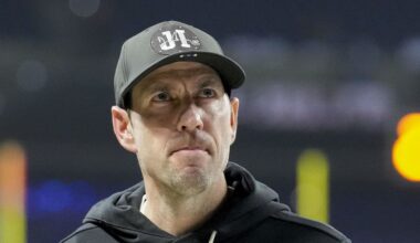 Indianapolis Colts head coach Shane Steichen walks off the field