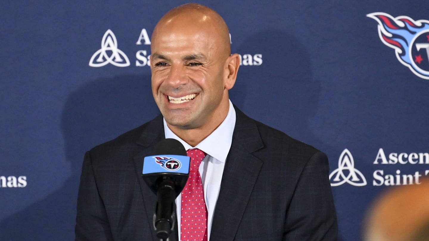 Jan 29, 2026; Nashville, TN, USA;  Tennessee Titans head coach Robert Saleh answers questions from the media during the press conference at Ascension Saint Thomas Sports Park. Mandatory Credit: Steve Roberts-Imagn Images