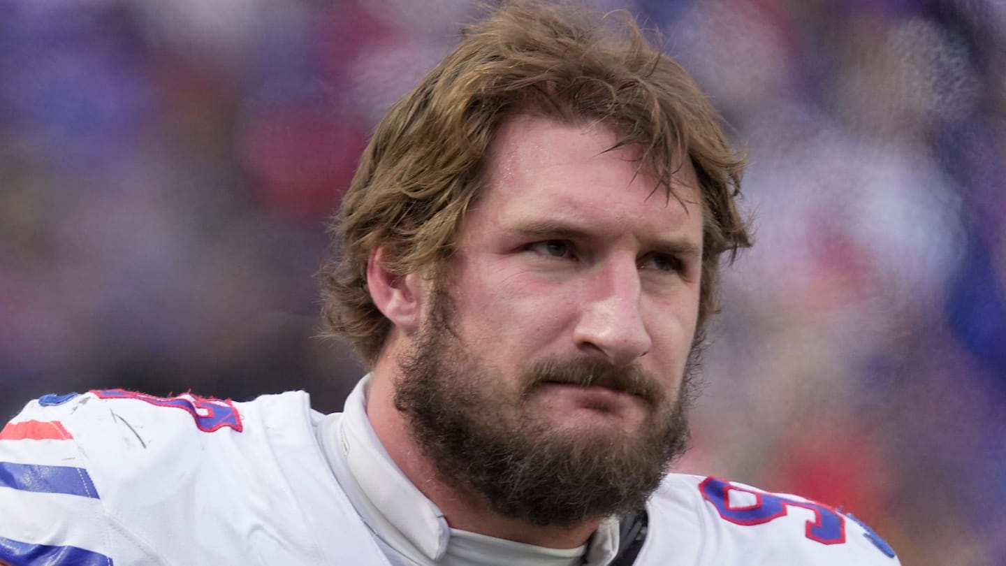 Buffalo Bills defensive end Joey Bosa watches the offensive line on the field during second half action against the Tampa Bay Buccaneers on Nov 16, 2025 at Highmark Stadium in Orchard Park.