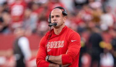 August 23, 2025; Santa Clara, California, USA; San Francisco 49ers defensive coordinator Robert Saleh before the game against the Los Angeles Chargers at Levi's Stadium. Mandatory Credit: Kyle Terada-Imagn Images