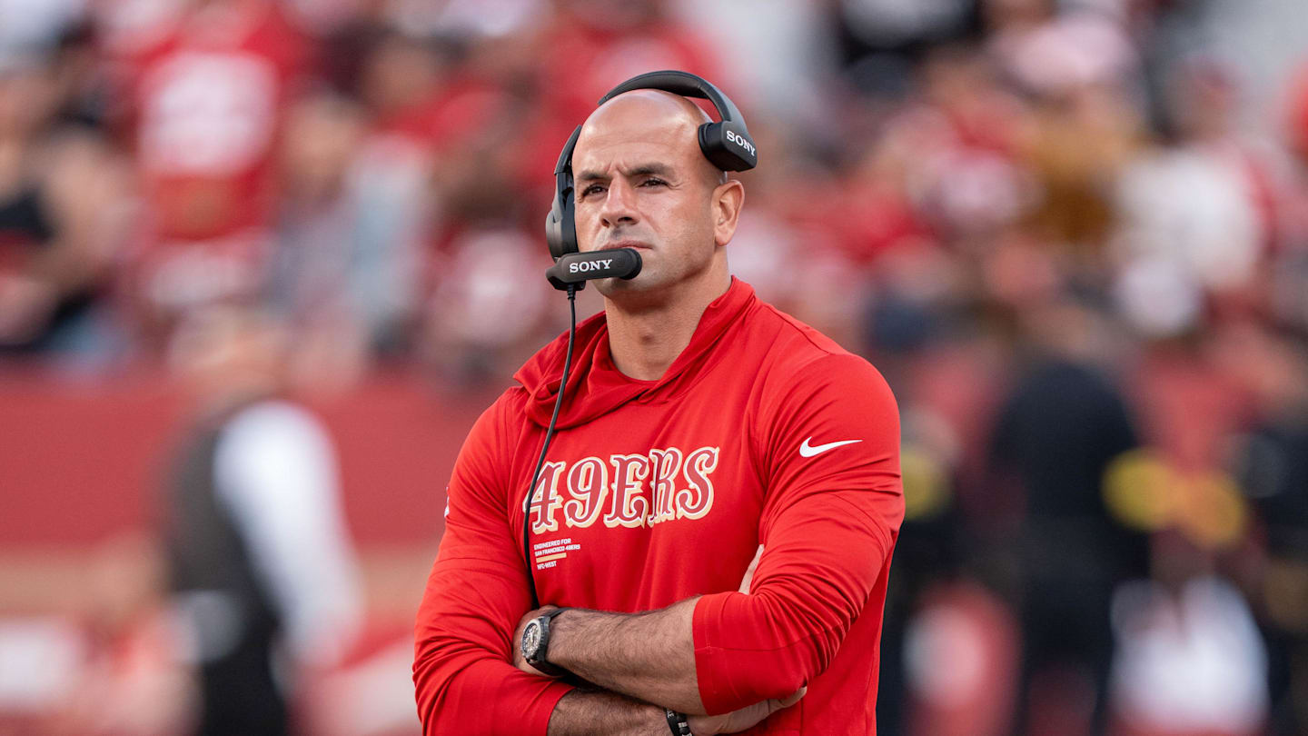 August 23, 2025; Santa Clara, California, USA; San Francisco 49ers defensive coordinator Robert Saleh before the game against the Los Angeles Chargers at Levi's Stadium. Mandatory Credit: Kyle Terada-Imagn Images