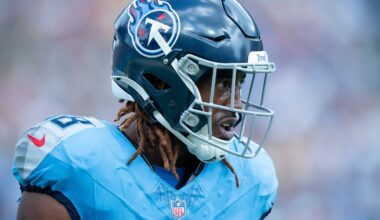 Tennessee Titans cornerback L'Jarius Sneed (38) heads off the field after a goal-line stop against the p/ during their game at Nissan Stadium in Nashville, Tenn., Sunday, Sept. 22, 2024.