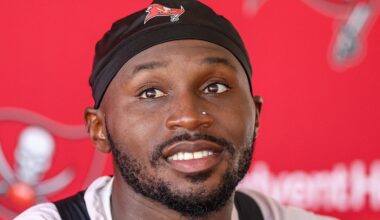 Jul 31, 2025; Tampa, FL, USA;Tampa Bay Buccaneers cornerback Jamel Dean (35) talks to media after training camp at AdventHealth Training Center. Mandatory Credit: Nathan Ray Seebeck-Imagn Images