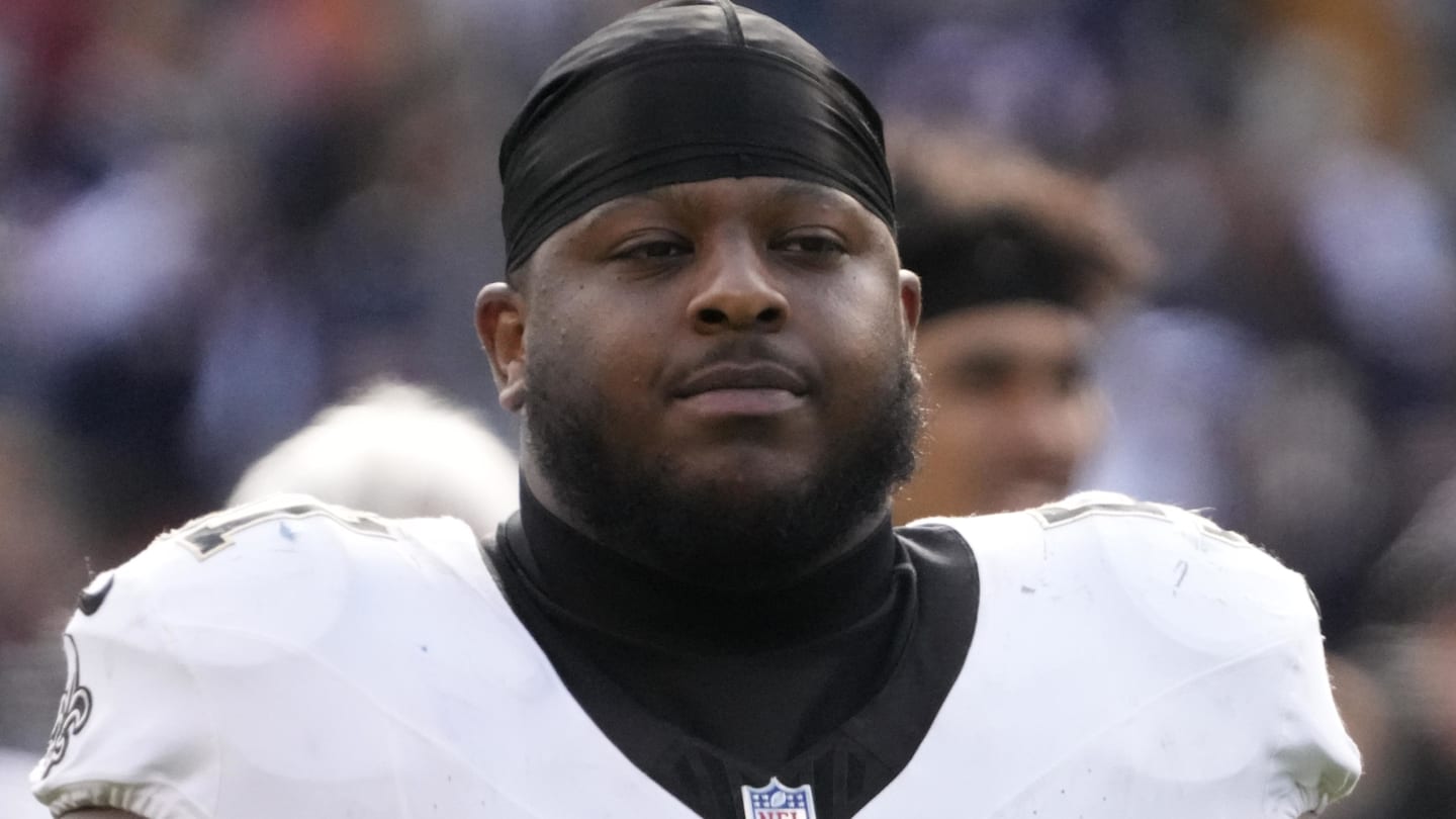 Oct 19, 2025; Chicago, Illinois, USA; New Orleans Saints guard Cesar Ruiz (51) walks off the field after the game against the Chicago Bears at Soldier Field. Mandatory Credit: David Banks-Imagn Images