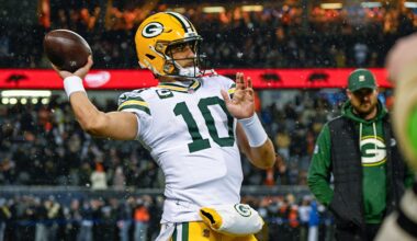 Jan 10, 2026; Chicago, IL, USA; Green Bay Packers quarterback Jordan Love (10) warms up prior to an NFC Wild Card Round game against the Chicago Bears at Soldier Field. Mandatory Credit: Matt Marton-Imagn Images