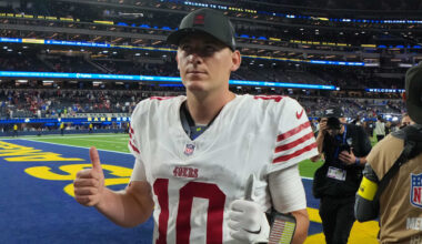 San Francisco 49ers quarterback Mac Jones (10)