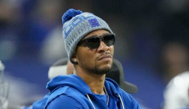 Indianapolis Colts quarterback Anthony Richardson watches the action