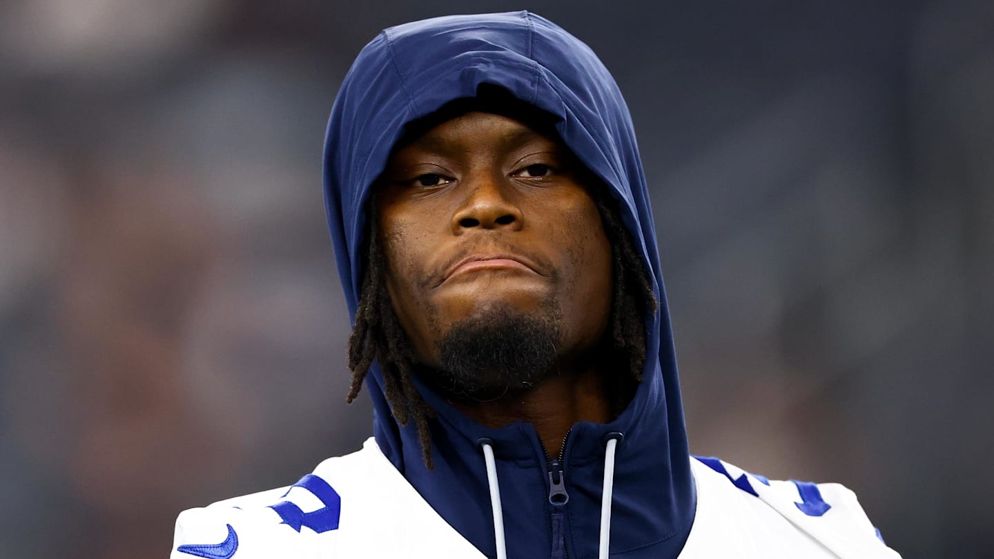 Aug 22, 2025; Arlington, Texas, USA; Dallas Cowboys wide receiver George Pickens (3) before the game against the Atlanta Falcons at AT&T Stadium. Mandatory Credit: Kevin Jairaj-Imagn Images