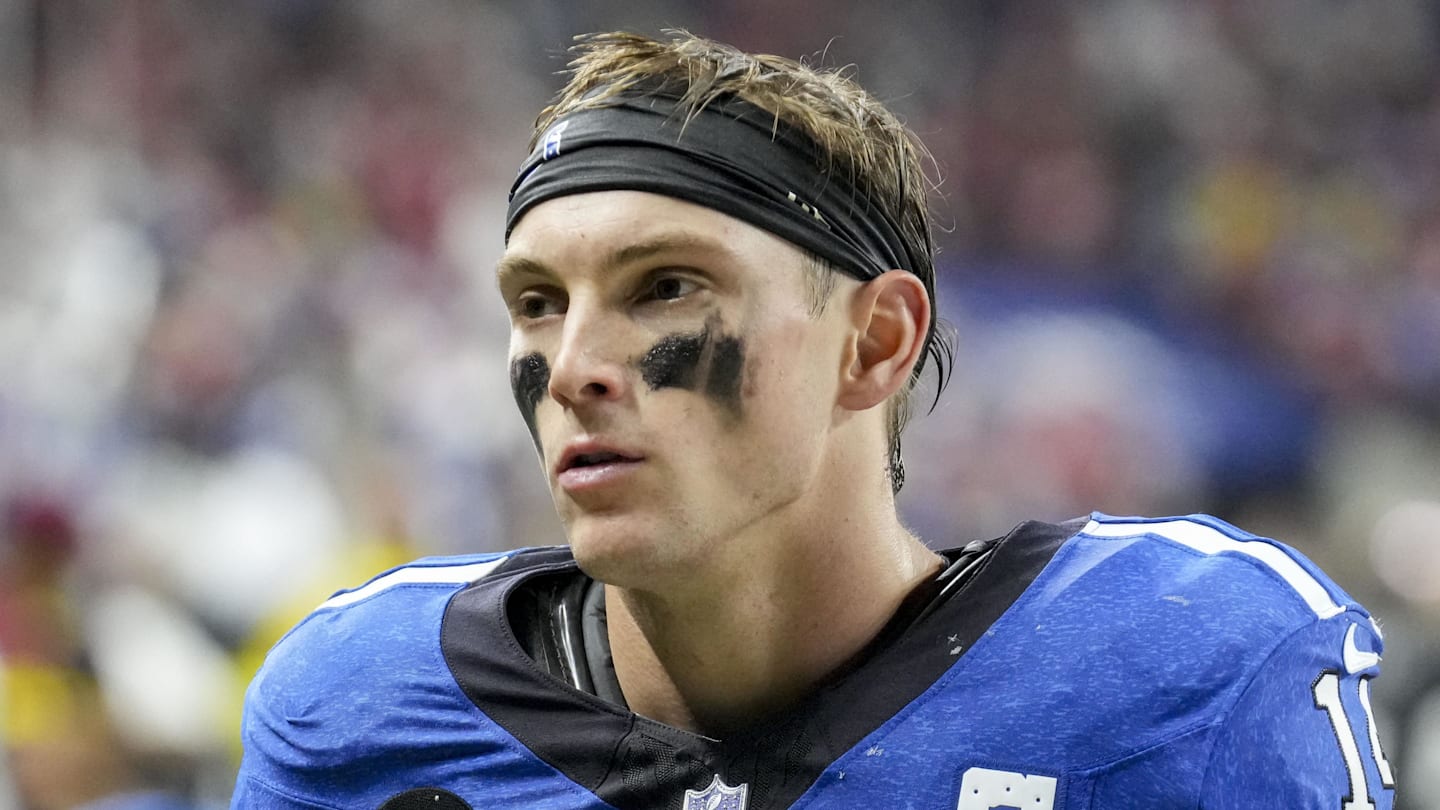 Dec 22, 2025; Indianapolis, Indiana, USA; Indianapolis Colts wide receiver Alec Pierce (14) leaves the field after losing a game against the San Francisco 49ers at Lucas Oil Stadium. Mandatory Credit: Christine Tannous-USA TODAY Network via Imagn Images