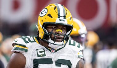 Oct 19, 2025; Glendale, Arizona, USA; Green Bay Packers defensive lineman Rashan Gary (52) against the Arizona Cardinals at State Farm Stadium. Mandatory Credit: Mark J. Rebilas-Imagn Images