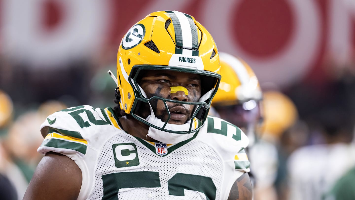 Oct 19, 2025; Glendale, Arizona, USA; Green Bay Packers defensive lineman Rashan Gary (52) against the Arizona Cardinals at State Farm Stadium. Mandatory Credit: Mark J. Rebilas-Imagn Images