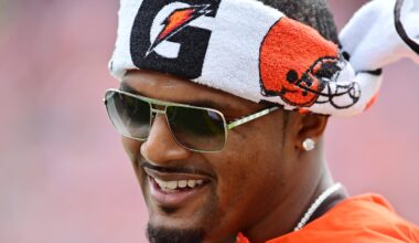 Cleveland Browns quarterback Deshaun Watson smiling