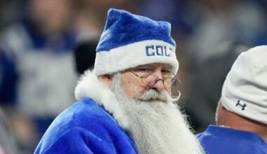 An Indianapolis Colts fan dresses as Santa Claus