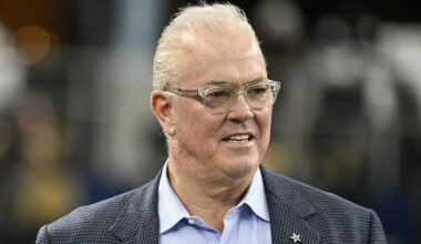 Dec 24, 2022; Arlington, Texas, USA; Dallas Cowboys CEO Stephen Jones before the game between the Dallas Cowboys and the Philadelphia Eagles at AT&T Stadium. Mandatory Credit: Jerome Miron-Imagn Images