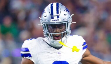 Nov 23, 2025; Arlington, Texas, USA; Dallas Cowboys wide receiver George Pickens (3) and Dallas Cowboys wide receiver CeeDee Lamb (88) react during the game against the Philadelphia Eagles at AT&T Stadium. Mandatory Credit: Kevin Jairaj-Imagn Images