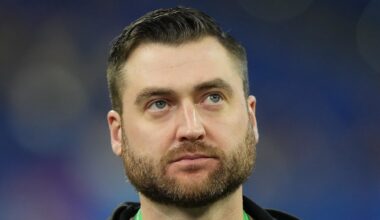 Mar 2, 2024; Indianapolis, IN, USA; New Orleans Saints quarterbacks coach Andrew Janocko during the 2024 NFL Combine at Lucas Oil Stadium. Mandatory Credit: Kirby Lee-Imagn Images