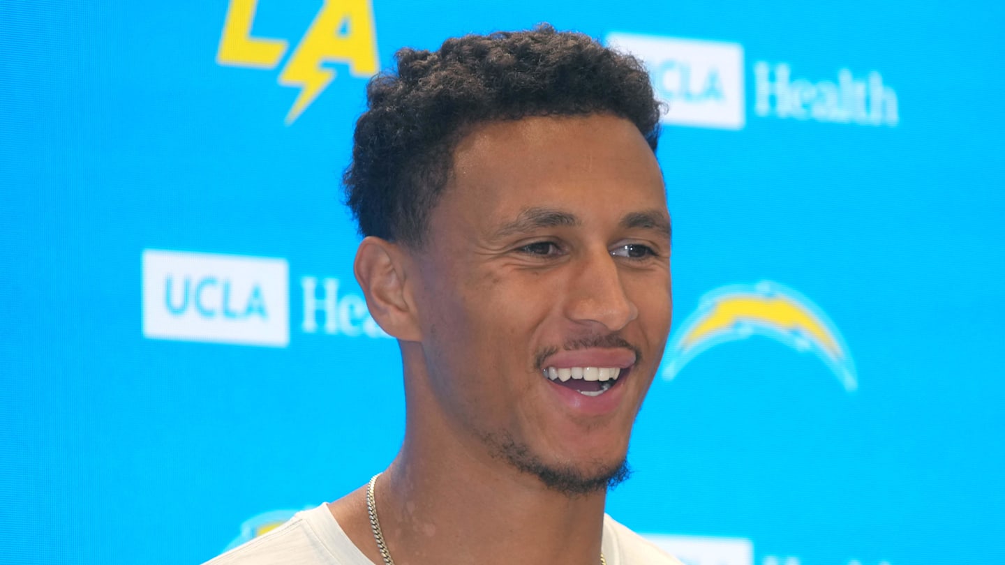 Apr 28, 2025; El Segundo, CA, USA; Los Angeles Chargers cornerback Benjamin St-Juste at press conference at The Bolt. Mandatory Credit: Kirby Lee-Imagn Images